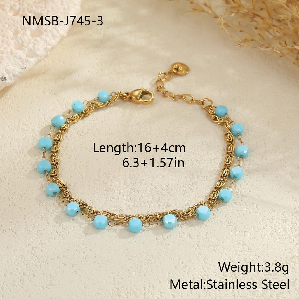 GEMCHIC Women's 18K Gold Plated Stainless Steel Layered Necklace Colorful Beads Starfish Pendant Summer Beach Clavicle Chain