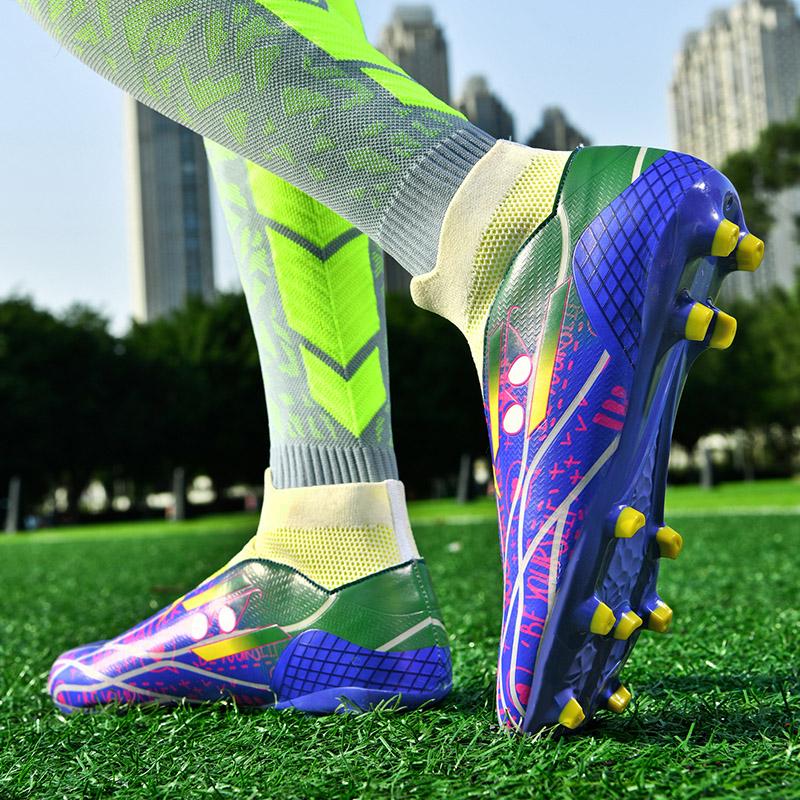 35-45Унисекс футбольные бутсы Молодежные футбольные бутсы большого размера Резиновая мягкая подошва с длинными ногтями AG Профессиональные тренировочные футбольные бутсы с искусственным газоном