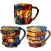 Book Coffee Mug Cappuccino Mug Colorful 3D Library Book Mug Shelf Mug Milk Cup Tea Cup Arabic Resin Glass Coffee Cup Kitchen Mug