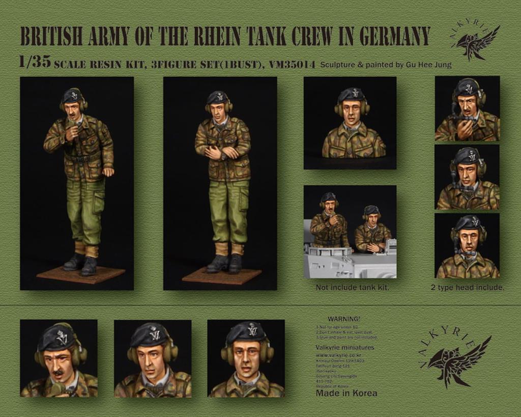Valkyrie Miniature British Rhine Corps Tank Crew Set Stationed In Germany 2 1 Bust Resin Kit VM35014 1/35 (BAOR) 1960-1970s Figures,