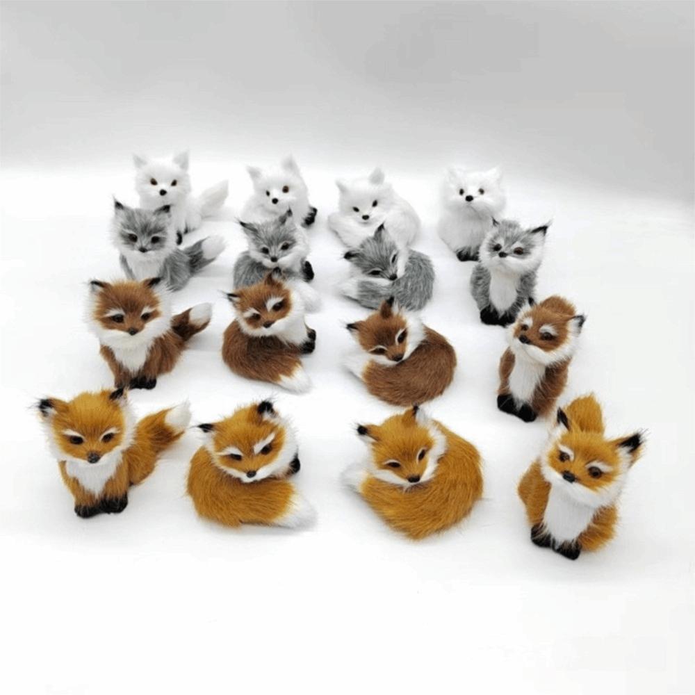 Figurine Plush Fox Doll Toy Artificial Animal Squatting Sitting Fox Model Window Display