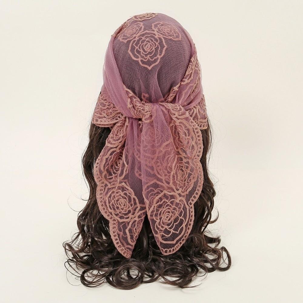 Floral Embroidery Lace Scarf Breathable Sunscreen Shawls Fashion Headscarf Summer