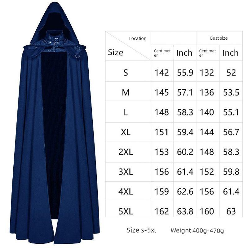 Medieval Hooded Coat Gothic Trench Coat Halloween Devil Wizard Death Cloak Robe Cape