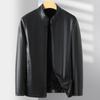 Genuine Leather Jacket Men's Autumn and Winter Velvet Leather Jacket Middle-aged Stand-up Collar Casual Leather Jacket Dad's Top
