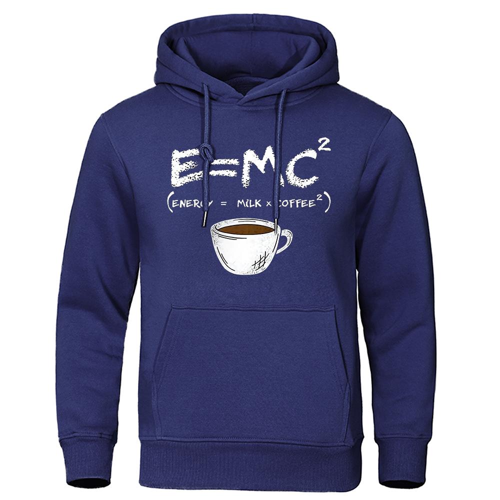 Забавная толстовка Energy = молоко + кофе с принтом E = MC2, мужские свободные толстовки большого размера, модная повседневная толстовка, уличная толстовка