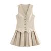 Женское плиссированное полосатое платье-жилет в европейском и американском стиле, осень 2024