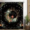 Boho Vintage Flower Shower Curtain Sets For Bathroom Retro Floral Shower Curtain Rustic Country Polyester Bathtub Curtain