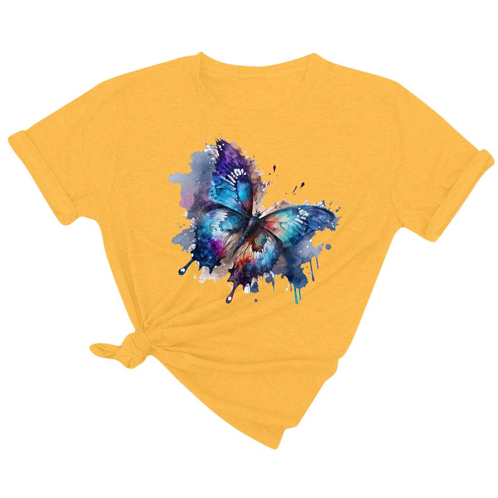 Женская модная повседневная футболка с коротким рукавом и круглым вырезом с принтом, пуловер, топ