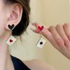 Geometric Asymmetric Heart Alarm Clock Poker Pendant Earrings Fashionable Sweet Versatile Personalized Cartoon Accessories Gifts