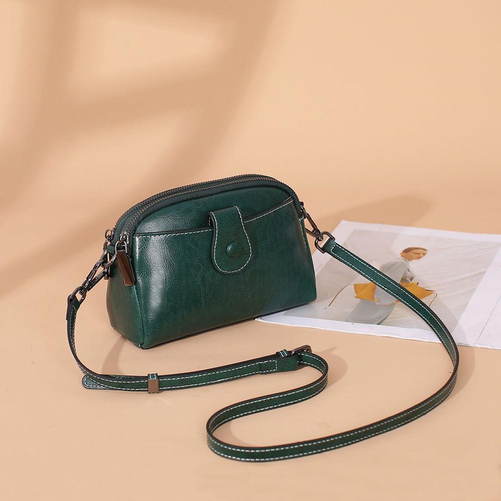2025 Мини Женские Сумки Через Плечо Ретро Натуральная Кожаная Сумка-Меселердж Двухслойная Молния Женская Сумка Через Плечо Отличные Сумки Из Коровьей Кожи