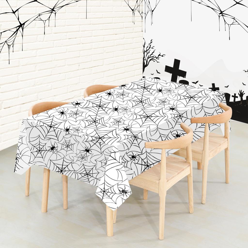 6PCS Holiday Disposable Halloween Tablecloth Halloween Themed Pumpkin Tablecloth Party Atmosphere Decoration Durable Supplies