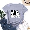 Women's Panda Letter Printed Loose Round Neck Cotton Short Sleeved T-Shirts Women’s