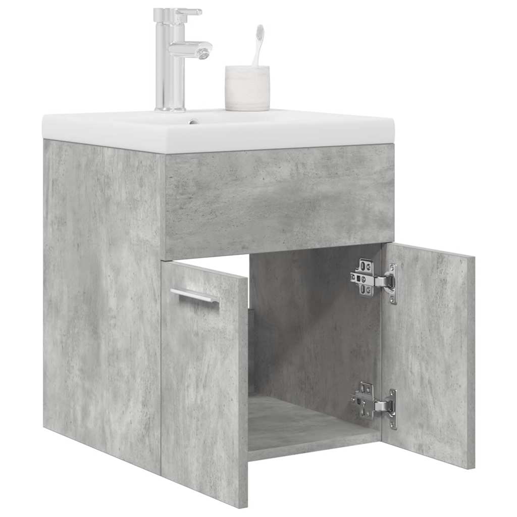 Bathroom Vanity Unit with Built in Basin and Faucet Concrete Grey