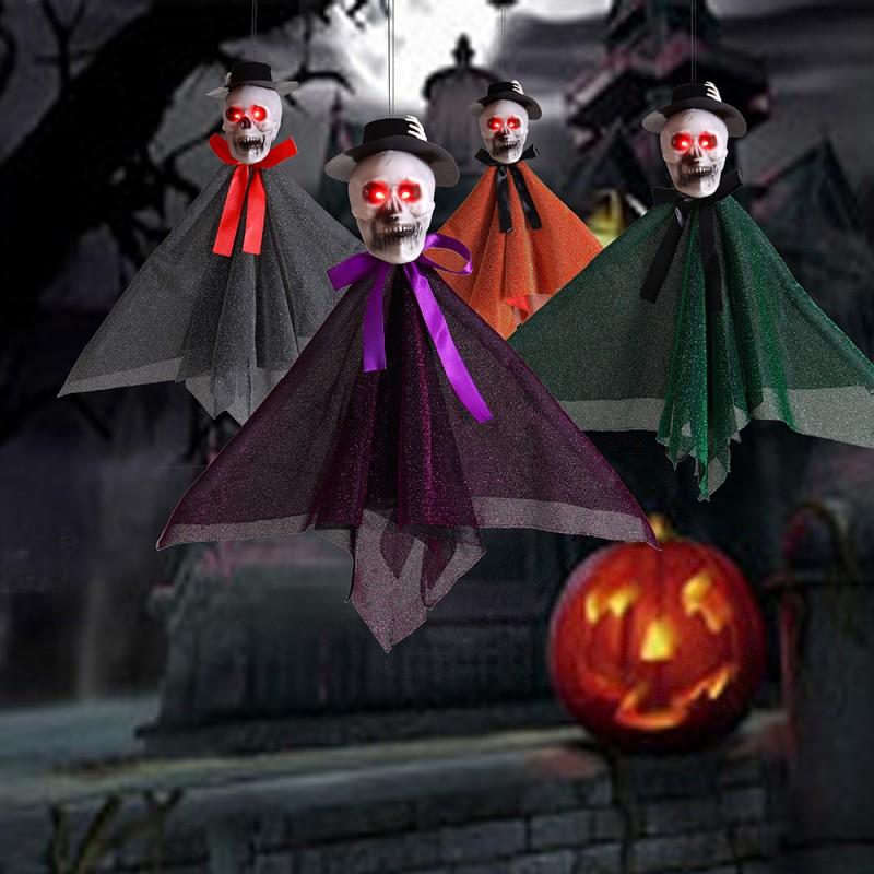 Halloween Hanging Ghost Decor With Sound LED Light Haunted House Party Decoration