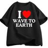 Я люблю Wave To Earth Футболка Мужская с коротким рукавом Повседневная с принтом букв Унисекс Мужская одежда Свободные Топы Лето