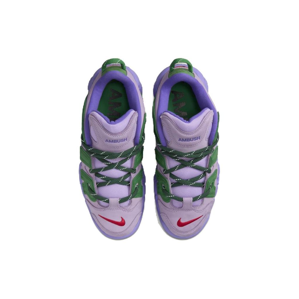 AMBUSH x Nike Air More Uptempo Low Lilac Унисекс Кроссовки Фиолетовый Яблочно-зеленый Университетский красный FB1299-500