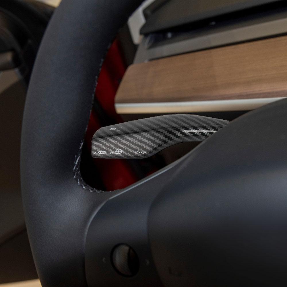 Interior Remodel Carbon Fiber Car Column Shift Knob Cover Decor Armor Steering Rod For Tesla Model 3 Y ABS