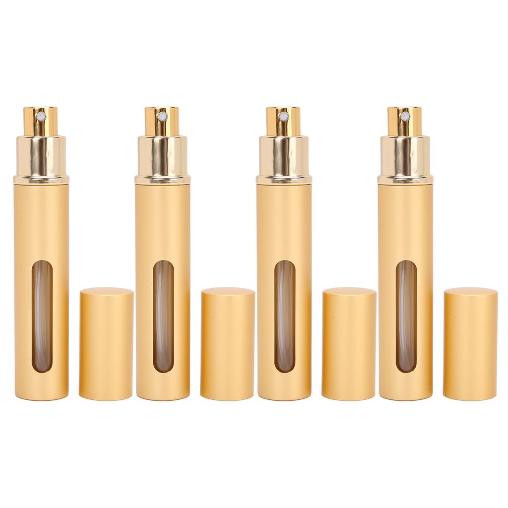 Refillable Perfume Bottle Glass Outdoor Portable Empty Spray Bottle Container 10ml X 4pcsGold