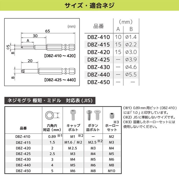 [Engineer] Screw Mogura Middle Set DBZ-401 Black 0.89-5.0mm