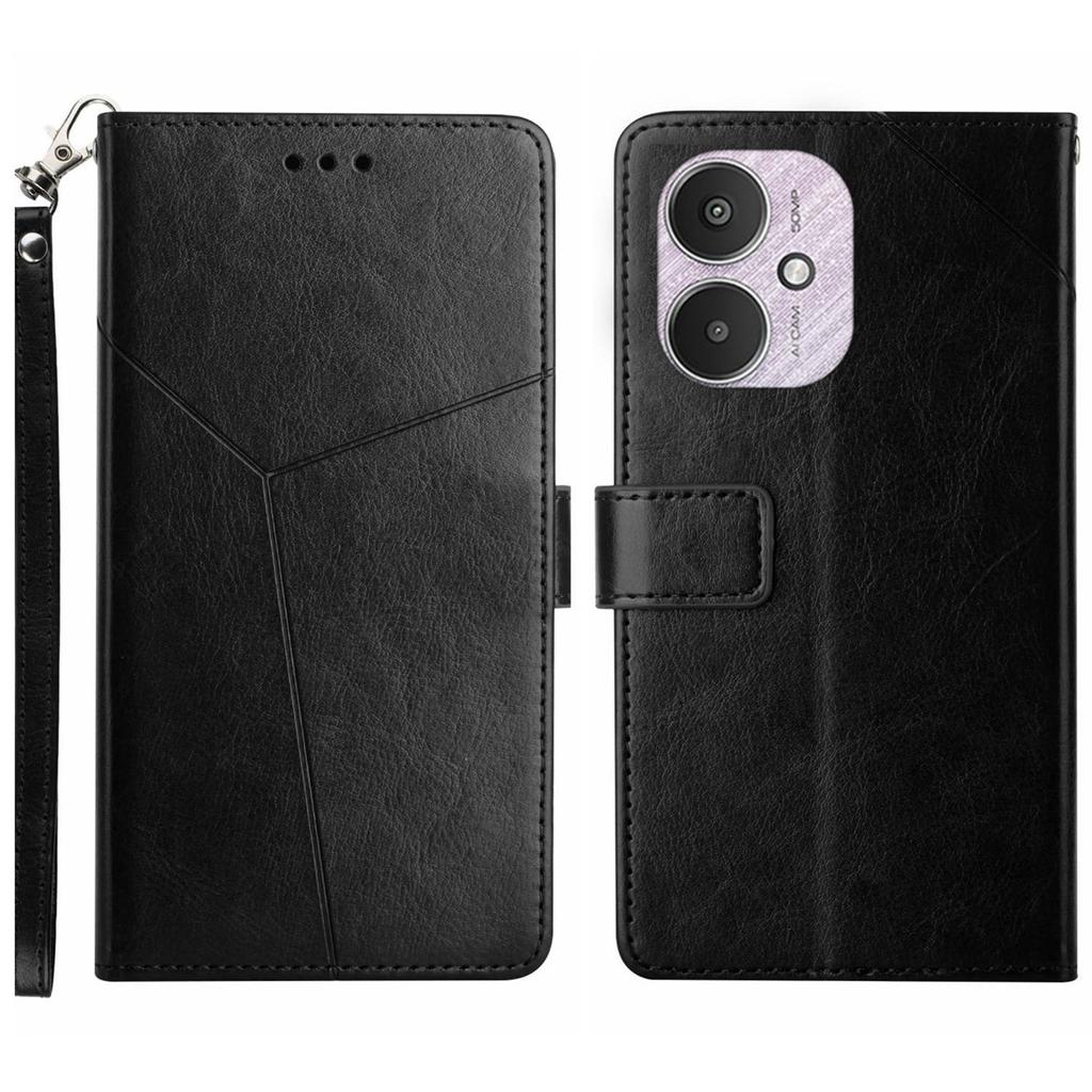 HT01 Для Xiaomi Redmi 13C 4G/5G/13R 5G/Poco M6 5G/Poco C65 4G Кожаный чехол с Y-образным тиснением