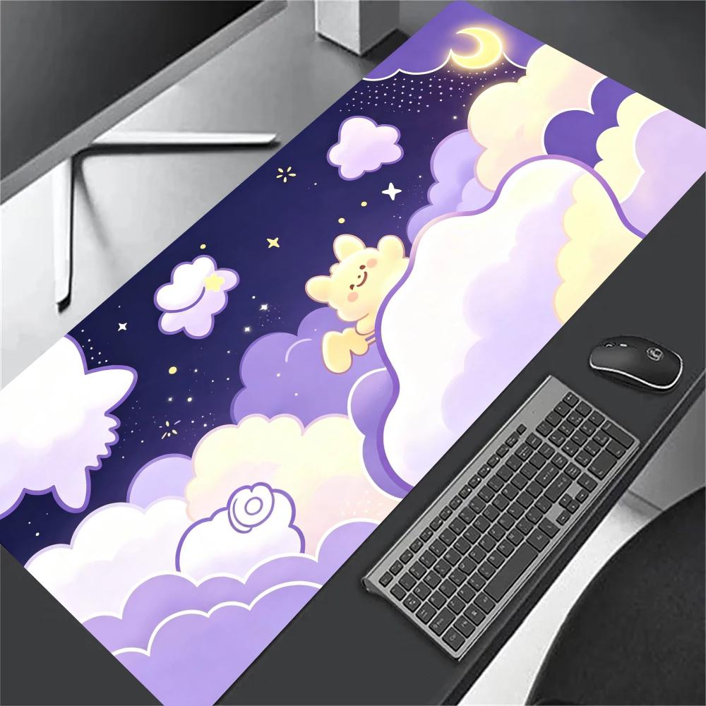 Мультяшный Медведь Фиолетовое Облако Коврик для Мыши Большой Противоскользящий Резиновый Настольный Коврик для Игр Офиса Клавиатуры Ноутбука Аксессуары для ПК Геймер