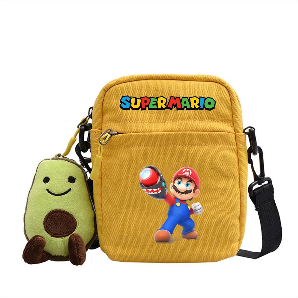 Канвасная сумка через плечо Super Mario Bros с карманами на молнии для школы и повседневного использования