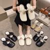 Baotou Half Slippers Women's Spring and Summer Outer Wear 2025 New Internet Celebrity Pearl Bow Soft Bottom Fairy Wind Sandals