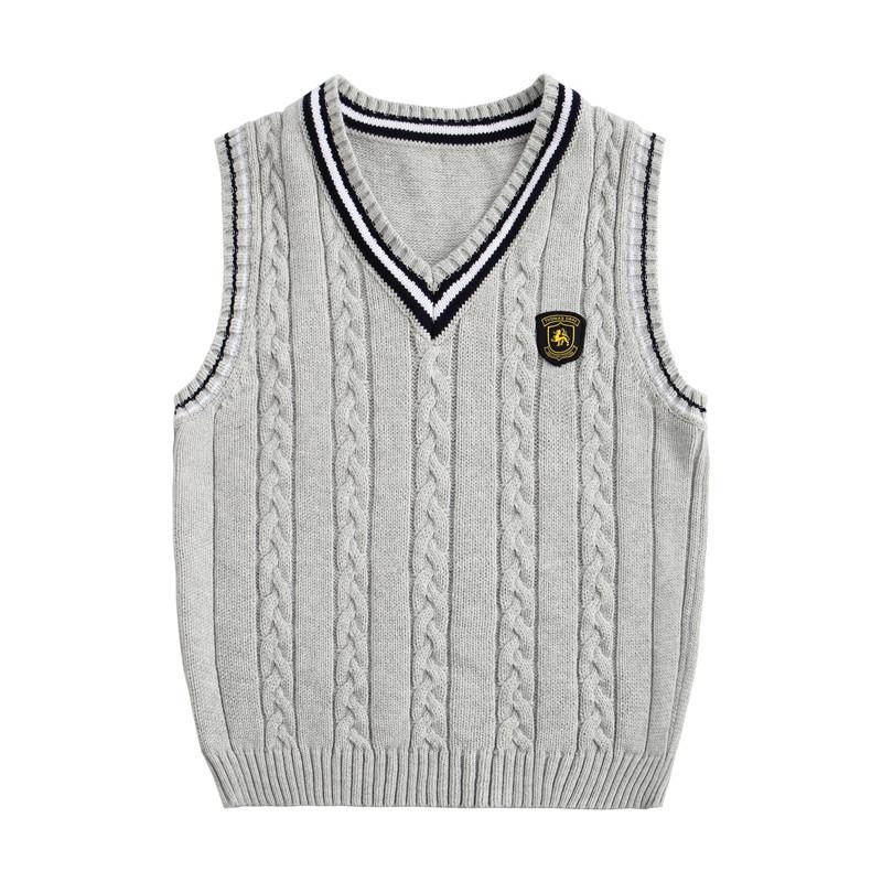 Детский вязаный хлопковый свитер-жилет для девочек и мальчиков - школьная и хоровая форма