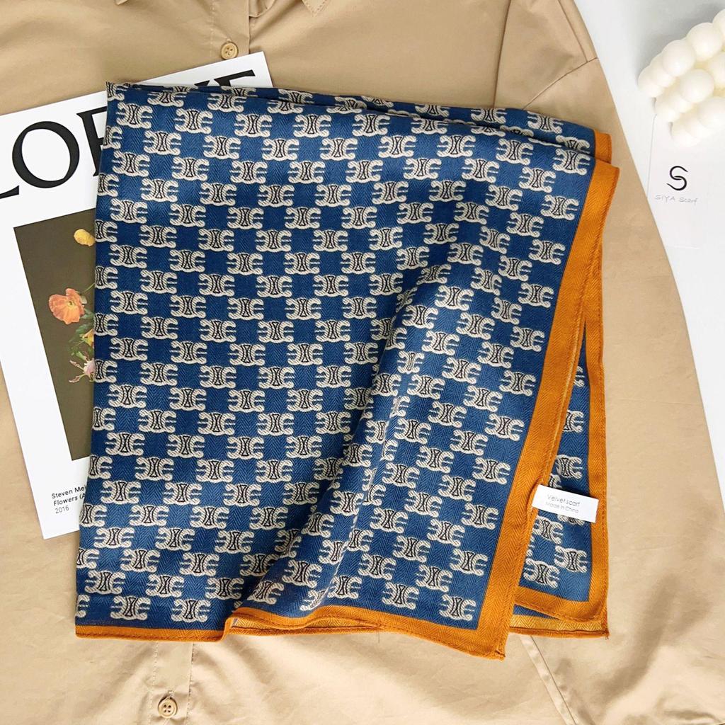 Korean Style Silk Square Scarf with Butterfly & Flower Print - Women's Fashion Accessory, Neck Tie, or Hair Scarf - Ideal Mother's Day Gift