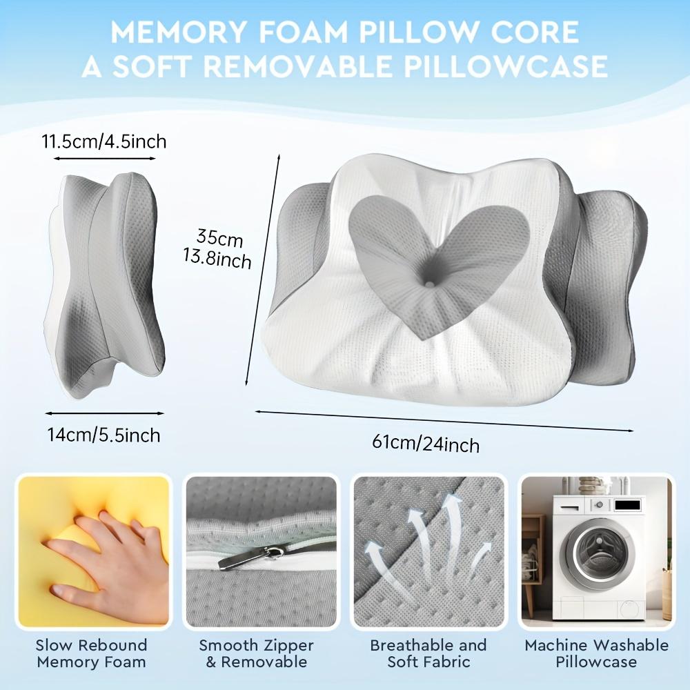 Cervical Pillow Memory Foam Neck Support Pillows for Sleeping Cervical for Back Sleeper Ergonomic Contour Removable Pillowcase