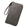 Men's Business Leather Wristlet Wallet Large Capacity Credit Card Holder Clutch Purse with Zipper