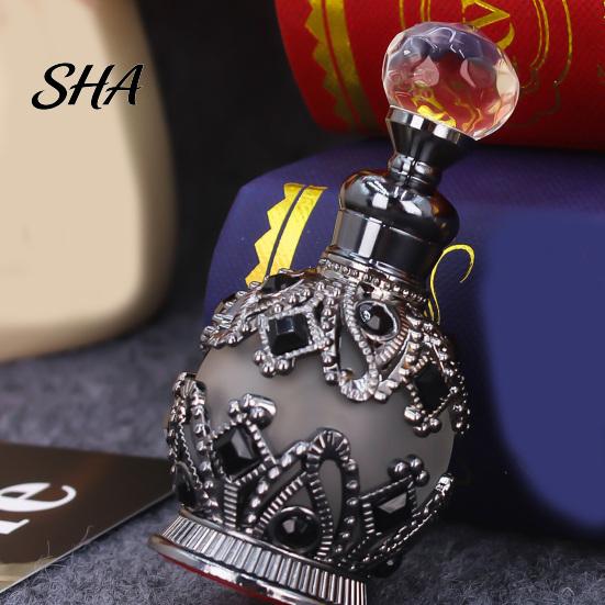 Decorative Perfume Bottle 15ML Vintage Luxury Refillable Bottle, Essential Oil & Fragrance Glass Empty Scent Container Dubai Arabian Style for Travel