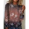 Spring and Autumn Round Neck 3D Vintage Floral Pattern Printed Top Fashionable Casual Long Sleeved Women's T-shirts