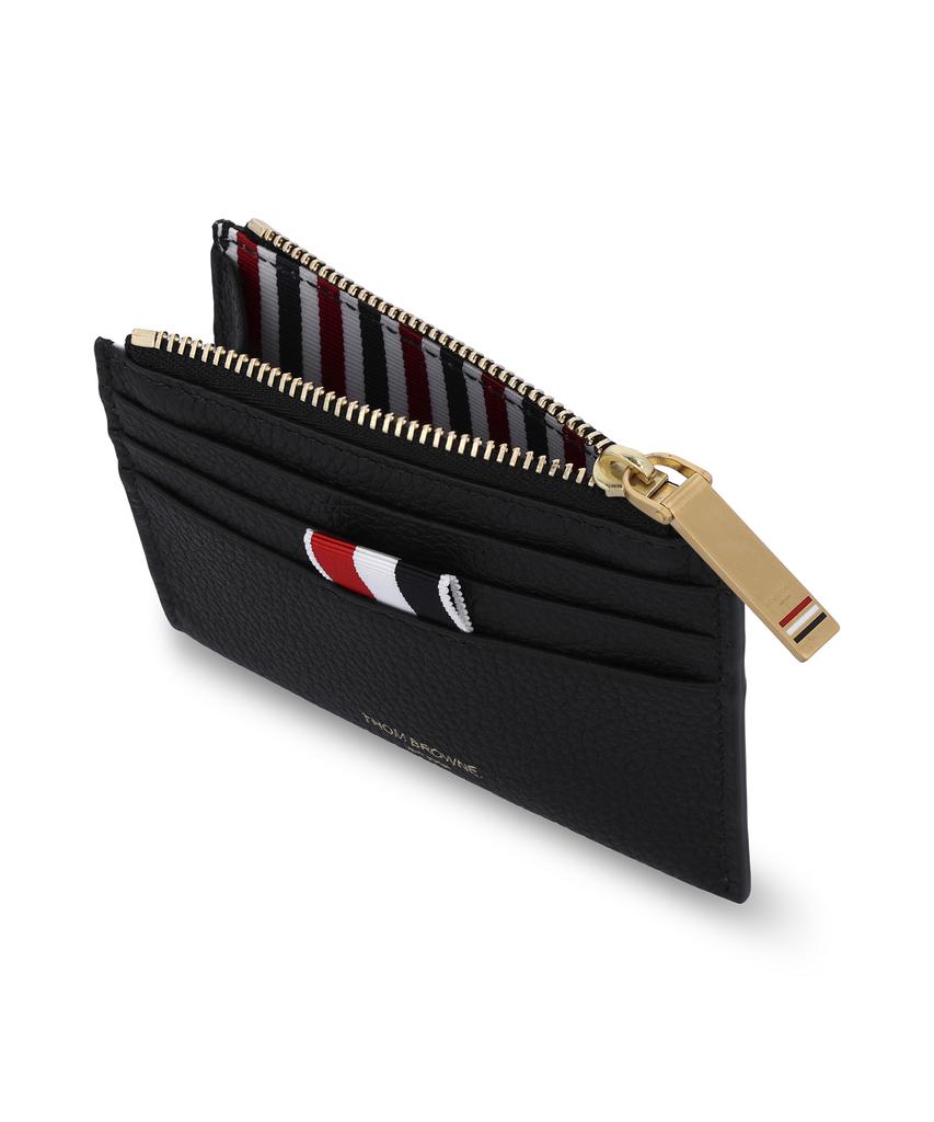 Thom Browne Soft Pebble Grain Leather Zip-Up Card Holder - Black / Uaw099Al0105001