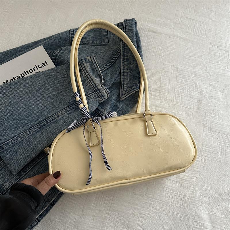 Стильная и простая однотонная сумка с лентой, весенняя универсальная сумка через плечо