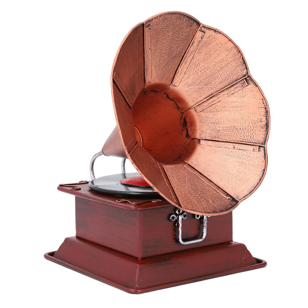 Vintage Phonograph Decor Iron High Simulation Exquisite Workmanship Antique Gramophone Model for