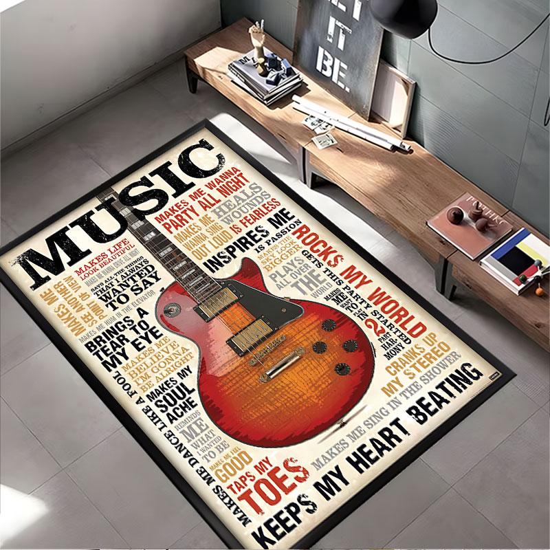 Guitar and Music Motivational Art suitable as a non-slip mat for the living room or bedroom sofa
