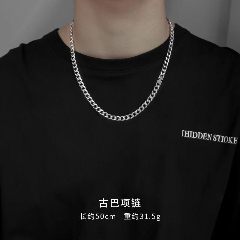 Ожерелье из титановой стали, не тускнеющее, мужское, трендовое, в стиле хип-хоп, женская кубинская цепь, универсальное, уличный стиль, трендовое ожерелье в стиле тяжелой индустрии