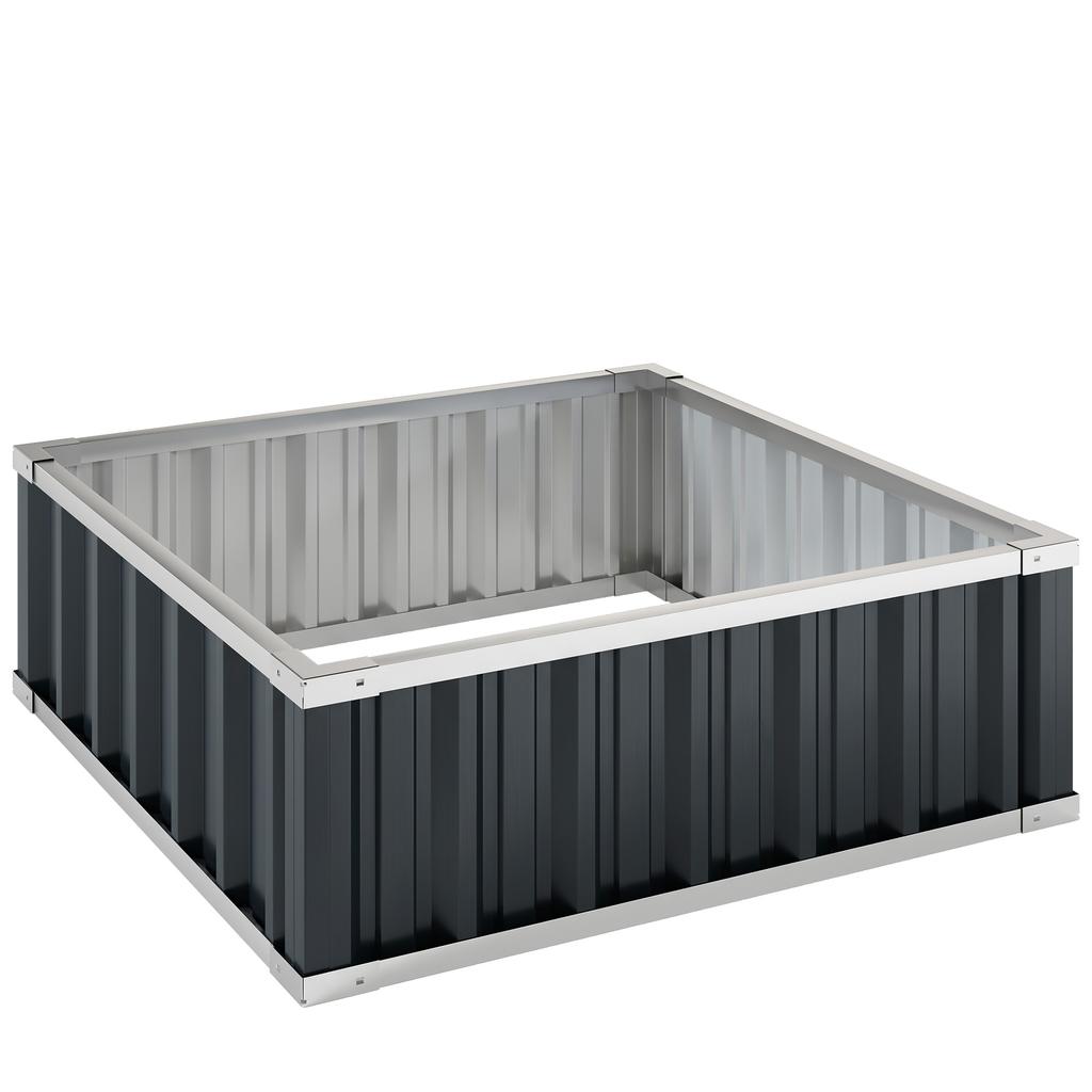 Raised Garden Bed in Steel, Open Bottom and Tool-Free Assembly, 90x90x30cm
