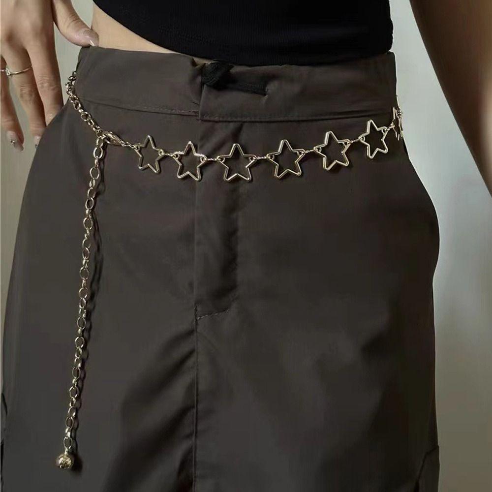 Retro Decorative Metal Waist Belts Hollow Out Stars Dress Waist Chain New Chain Belt