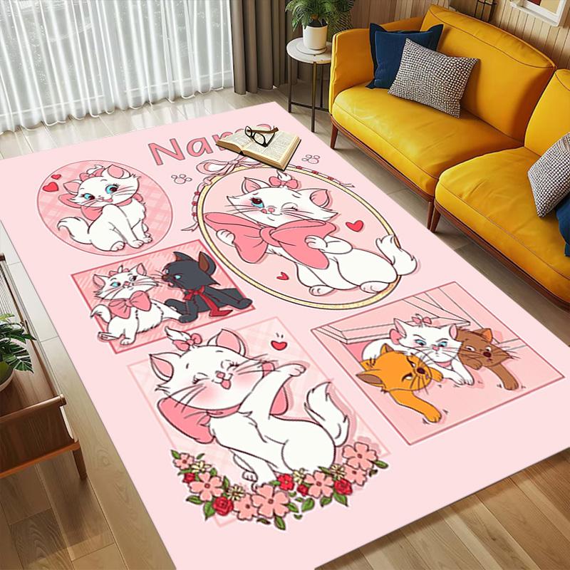 Personalized Name Cat Love Living Room Non-Slip Area Rug Soft Carpet for Bedroom Kids Playroom Sofa Office Home Decor Doormat