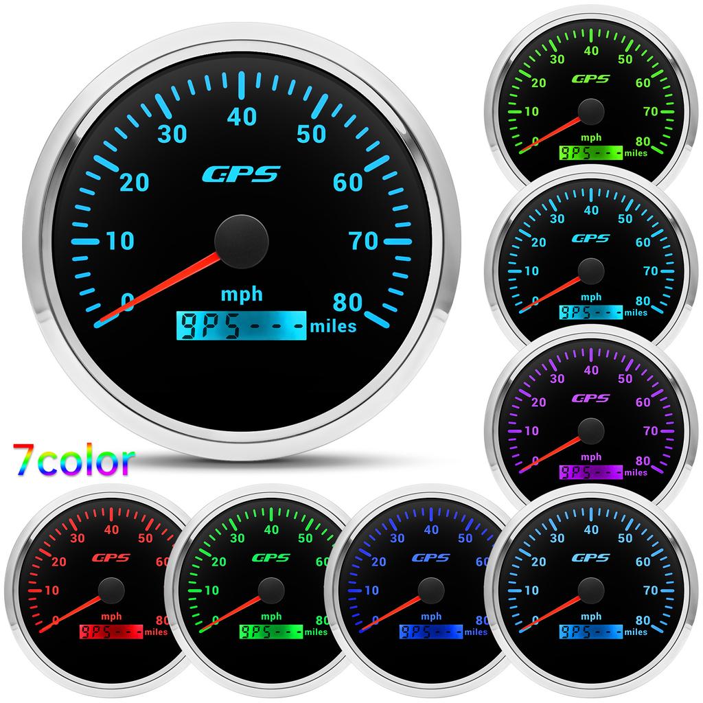 110MM GPS Speedometer 60/120/200kmh 80MPH For Motorcycle Boat Car Truck Speed Gauge Meter 7 Colors Backlight With GPS Antenna
