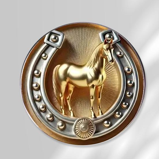 Брошь в ретро-стиле, булавка с узором в виде головы лошади, с эмалью в технике пуантилизма, с дизайном солнца, символ удачи, лацканы пиджаков, пальто, шляпы, значок