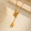 New Snake Shaped Drop Y-shaped Pendant Necklace For Women, Stainless Steel Gold Color Plated Necklace Exotic Dainty Jewelry Gift