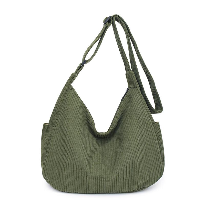 2024 Стиль Харадзюку Y2K Вельветовая Сумка-Тоут Большой Вместимости - Ретро Осенне-Зимняя Повседневная Сумка для Шопинга