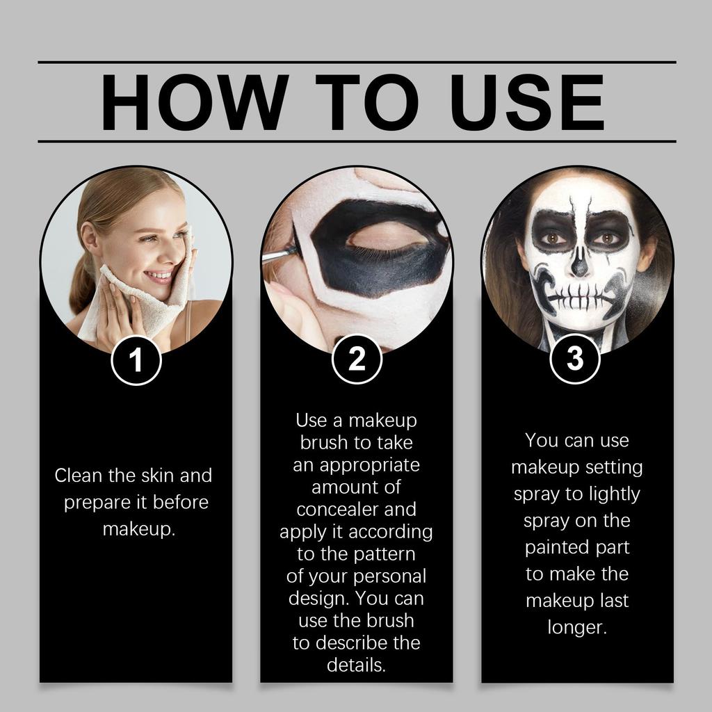 Крем-краска для макияжа Blacks And Whites от Halloween, легко маскирующий цвет кожи, эффект клоунского макияжа, крем-краска для макияжа