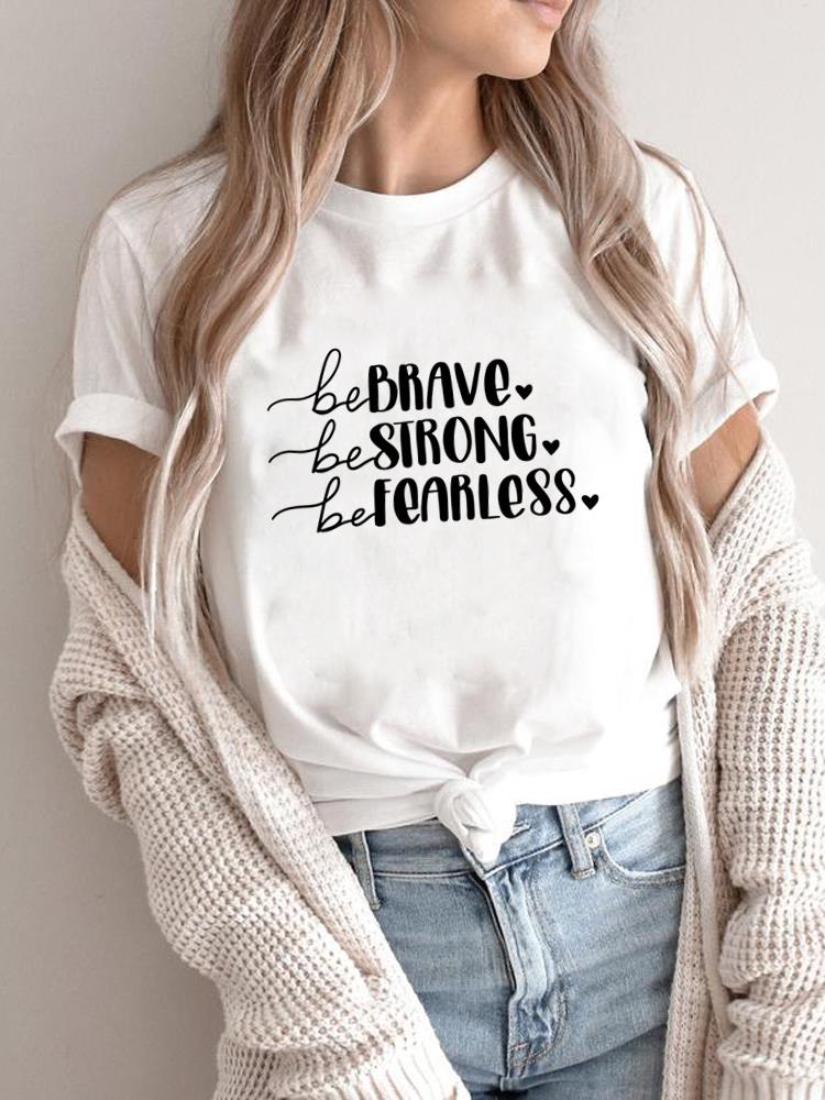 (Asian Size) T Clothing Casual Fashion Women's Top Print Female Casual Love Sweet Cute Graphic Tee Short Sleeve T-shirt