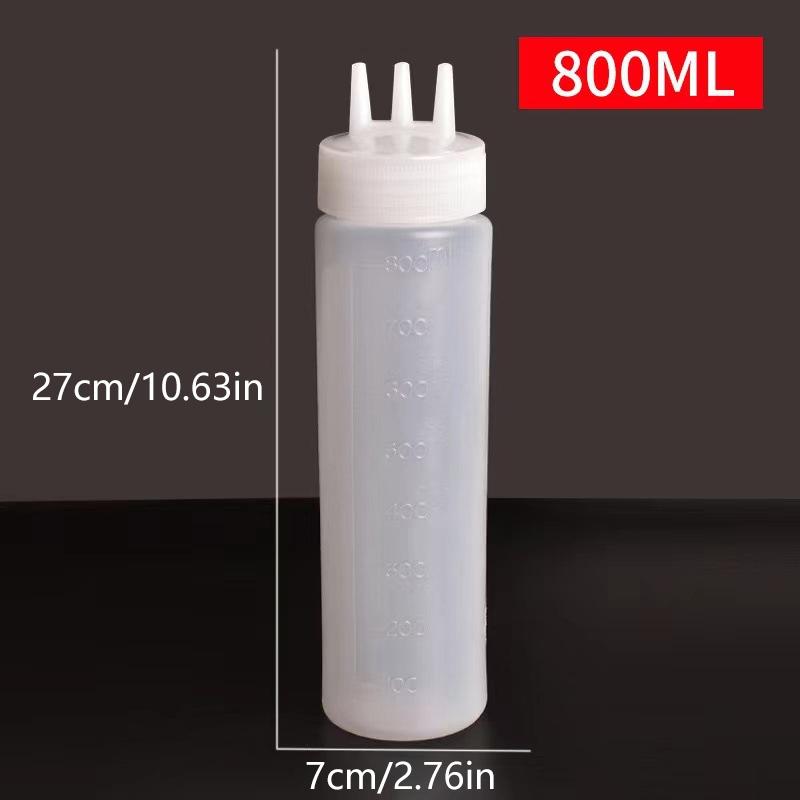 3 Holes Sauce Squeeze Sauce Bottles Condiment Dispenser With Lids Oil Bottle Kitchen Tool Seasoning Mustard Salad Storage Jar