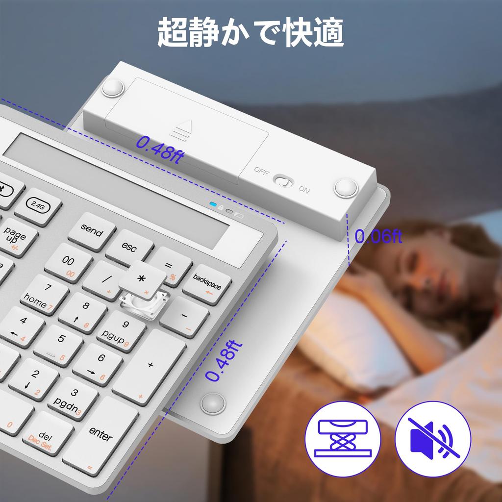 Bluetooth Number Pad and Calculator, 34 Keys, Bluetooth & 2.4G USB Numeric Keypad with Display for MacBook Pro Air, iMac, and Desktops, Data Entry