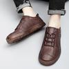 Весенне-осенняя кожаная обувь, мужская обувь из натуральной кожи, большие размеры, мужские дышащие туфли из мягкой кожи с низким берцем и сухожильной подошвой с неглубоким горлом